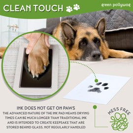 Green Pollywog | Wood Base Pawprint Frame Kit | (2) 4” x 6” Vertical Wooden Picture Frames | Extra-Large Clean Touch Ink Pad | Dog Paw Print Gifts | No Mess Ink Pad | Pet Memorial Picture Frame