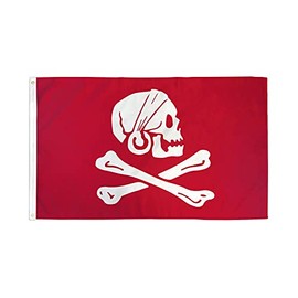 AZ FLAG - Flag Pirate Henry Avery Red - 150 x 90 cm - Pirate Skull Flag 100% Polyester with Brass Eyelets - 110 g