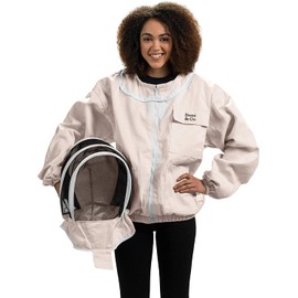 Bees & Co K74 Natural Cotton Beekeeper Jacket with Fencing Veil