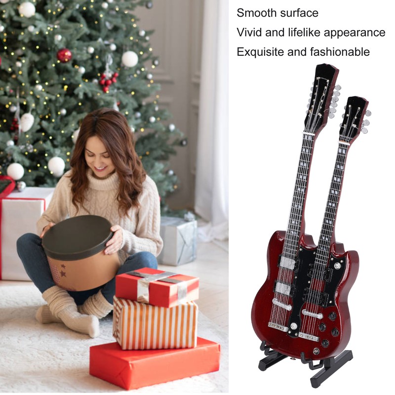 Wooden Miniature Guitar Elegant Mini Electric Guitar Musical Instrument Model