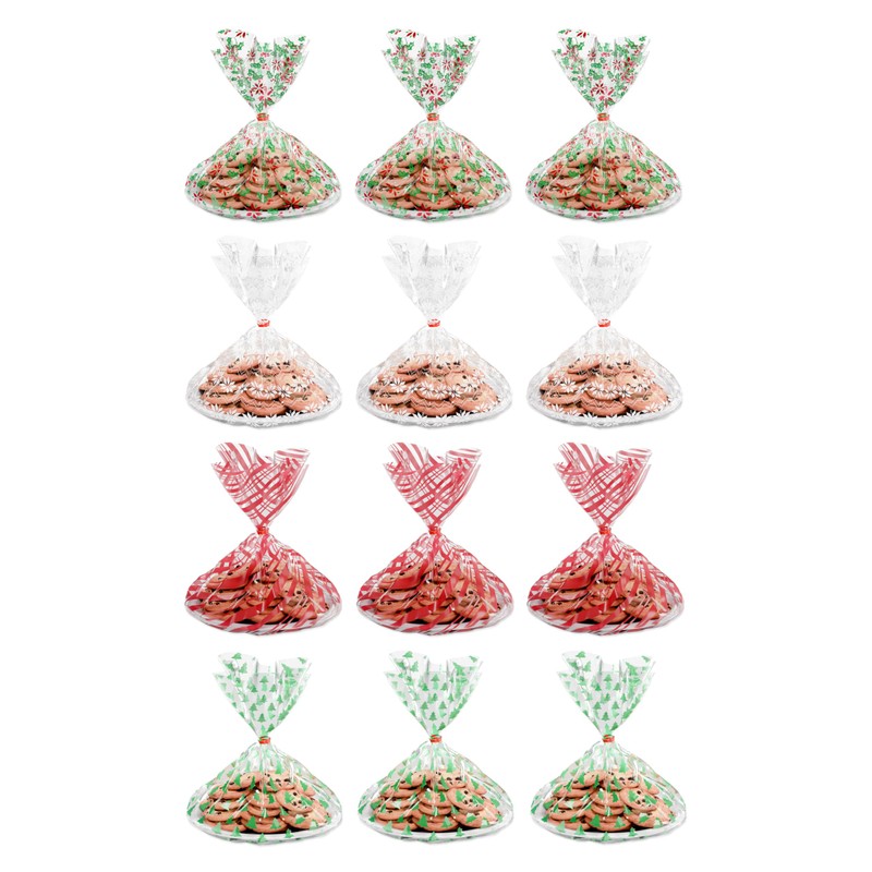 American Greetings Christmas Cellophane Cookie Tray Bags with Twist-Ties, Holiday