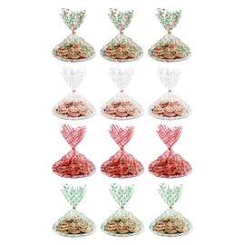 American Greetings Christmas Cellophane Cookie Tray Bags with Twist-Ties, Holiday Patterns (12-Count)