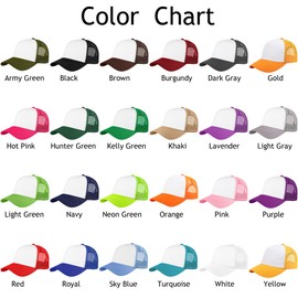 Falari 5-Panel Mesh Baseball Cap, Trucker Hat, Structured Plain Design, Cotton, Adjustable Size, 1pk Neon Green, One Size