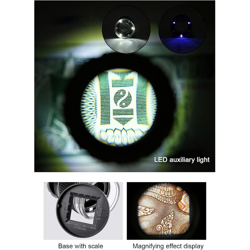 Lupa de Joyería 30X con Luz LED y UV Ajustable