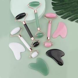 롤러 Gua Sha 페이스 페이셜 바디용 도구 목 얼굴 스킨 수지 마사지 눈 케어 [Pink 02] Roller Gua Sha Facial Body Tool Neck Face Skin Resin Massage Eye Care [Pink 02]