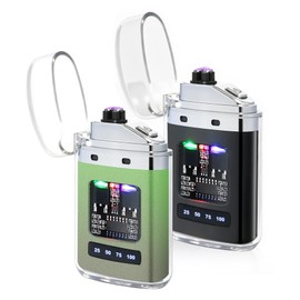 BAJISA 2 Pack Electric Lighter - USB Rechargeable Plasma Lighters, Windproof Plasma Lighters, Pocket Metal Lighter with LED Battery for Candle Party, Outdoor Camping（Black+Pine Green）