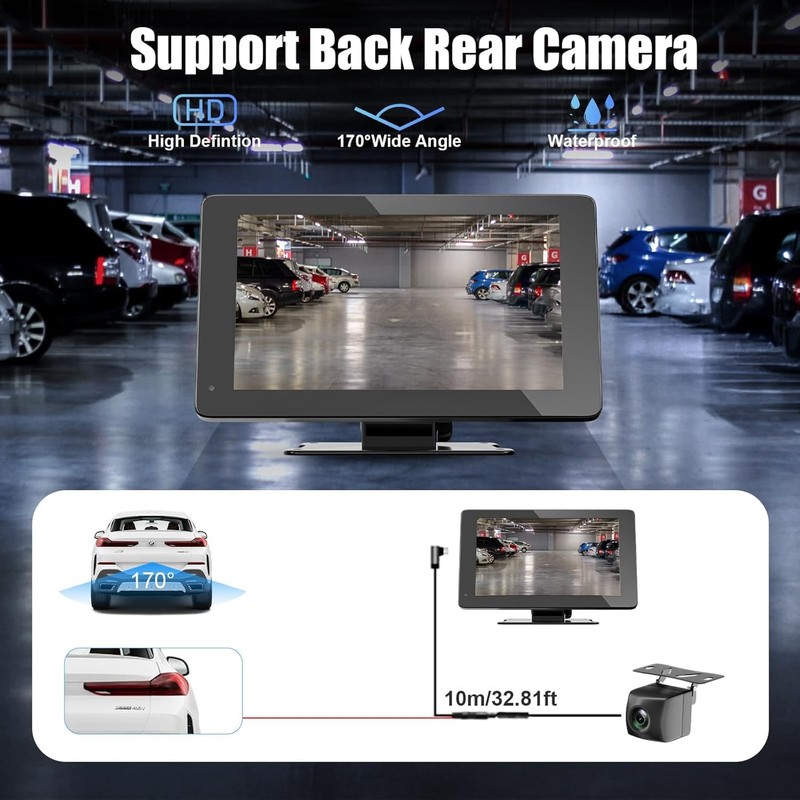 7" Wireless Portable Car Play Screen for Apple CarPlay &
