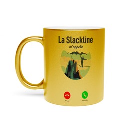 Fabulous Goldene Tasse aus verchromter Keramik, La Slackline M'Appelle Adventure Sport Outdoor - 325 ml