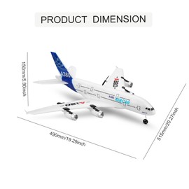 Park10 Toys RC Plane, A120-Aircar A380 RC Airplane, WLoys 3CH EPP A120 RC Airliner for Kids and Adults 2.4Ghz Fixed Wing RTF Model Plane Remote Control Aircraft with 2 Batteries (Regular Version)