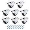 PATIKIL 1.5 Inch Fixed Caster Wheels, Nylon No Bearing Small Non-Swivel Casters Wheels with Metal Top Plate for Furniture Drawers Storage Bins DIY Project - 8pcs (Black)