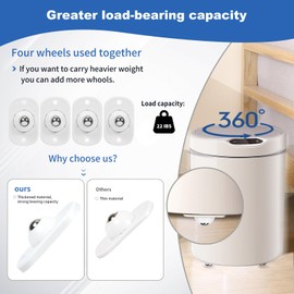 8 Pcs Durable Self Adhesive Mini Caster Wheels, Appliance Rollers, Appliance Sliders, Sticky Pulley for Kitchen 360° Swivel Universal Wheel Mini Small Kitchen (Steel)