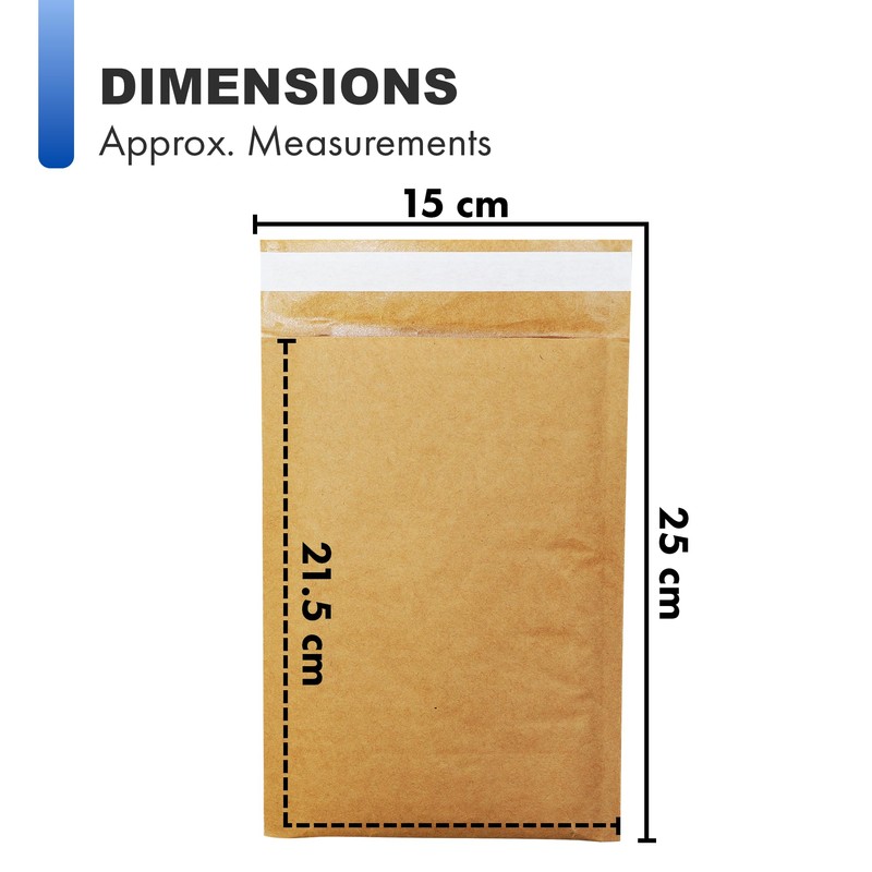 Pack of 5 A5 Padded Envelopes - 15cm x 21.5cm