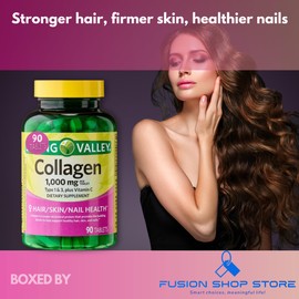 Spring Valley Collagen Plus Vitamin C- Tablets 1000mg Hair Skin and Nails, 90ct (Pack of 1), Boxed by Fusion Shop Store