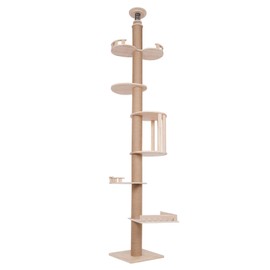100.4-104.3inch Cat Furniture, Tall Wood Cat Tower Tree, Modern Cat Tree Cat Furniture, Wood Color Cat Tree Branch for Large Cat