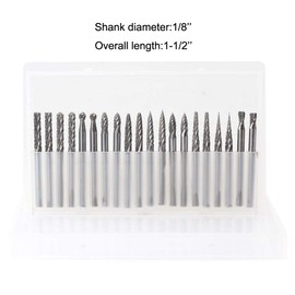 Carbide Burrs Set JESTUOUS 1/8 Shank Diameter Double Cut Tungsten Carbide Burs Rotary File Carving Grinding Bit for Die Grinder Rotary Drill Tool 20pcs