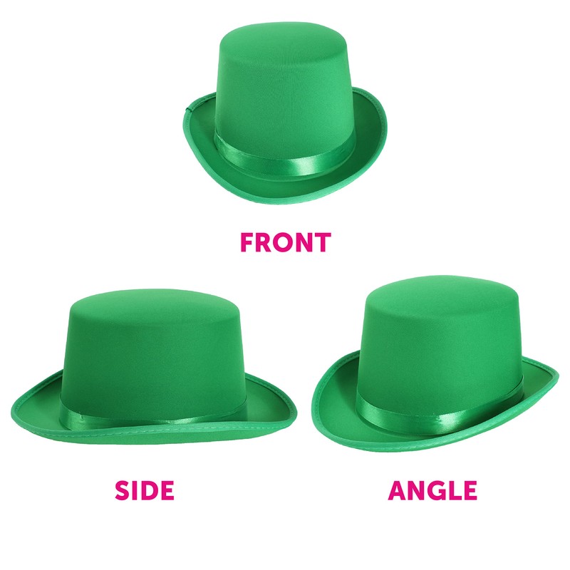 Green Satin Top Hat - Fancy Dress Dance Show Accessory