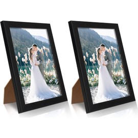 PECULA 2 Pack 6x8 Picture Frame, Black Picture Frame for Wall and Tabletop Display, Photo Picture Frame with Clear Display
