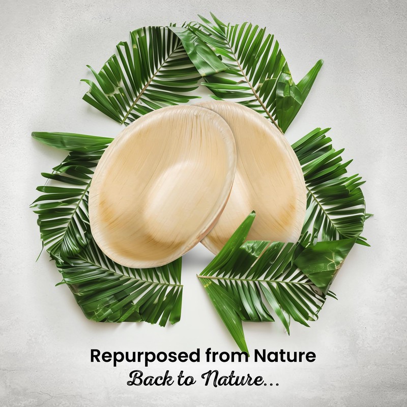 ECO Leaf 50 Disposable Palm Leaf Bowls 3”(9cm) Round Compostable