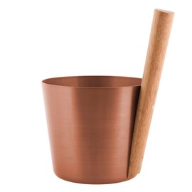Rento - Sauna Bucket - Aluminium with Bamboo Wood - Colour: Copper - Height: 35 cm / Diameter: 23 cm