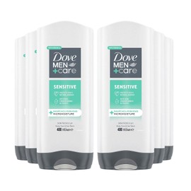 Dove Dove Men+Care 3-in-1 Body, Face & Hair Wash Hydrating Sensitive Provides 24 Hour Nourishment with Clean and Calm Scent of Fresh Mint and Cedar Body Wash for Men, 400ml Pack of 6