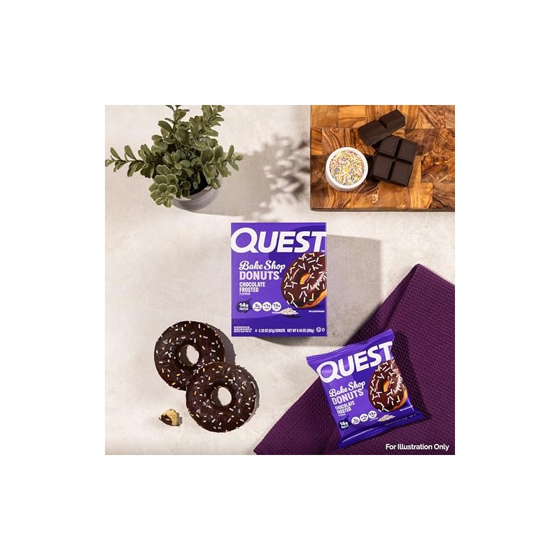Quest Nutrition Bake Shop, Chocolate Frosted Donuts, 14g Protein, Less