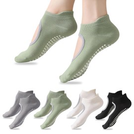 4 Pairs Yoga Socks Pilates Socks – Enhanced Grip Socks for Pilates, Yoga, Ballet, and More – Perfect Reformer Pilates Equipment for Women