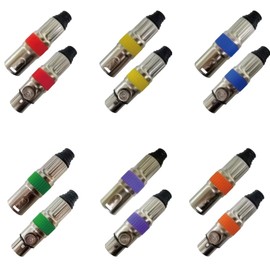 Riviera XLR 3 Pin Male Plug and Female Socket with Chrome-Plated Housing and 24K Gold-Plated Contacts with Multicolor Marking