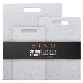 BINO Cutting Board - 3-Piece Chopping Boards | BPA-Free Plastic, Durable, Multipurpose, Dual-Sided, Dishwasher Safe, Easy to Clean | Charcuterie Accessories | Home & Kitchen Utensils White Granite