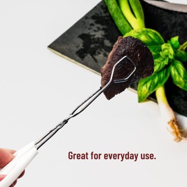 Cooking Concepts Scissor Tongs Cooking Kitchen Grilling Food Serving Barbecue Comfortable Ergonomic Grip Dishwasher Safe Beautiful Design (White), 10x2.75 in (CC-RW)