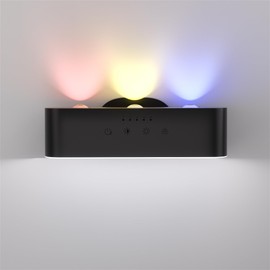 Reglaaly Wall Sconces Battery, 360° Rotate Magnetic Rechargeable Wall Mounted Lamp with 3 Color Temperatures, Wireless Wall Lights for Bedroom, Living Room(Thunderstorm Black)