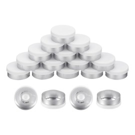 uxcell 20mm Flip Off Caps, 100PCS Burr-Free Flip Off Top Caps Seals Flip Off Aluminum Plastic Vial Flip Off Seals Caps Cover for Glass Vial Freeze-Dried Bottles, White/Silver