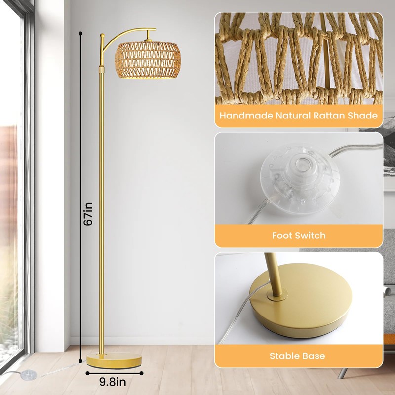 Yusist Arc Floor Lamp for Living Room,Farmhouse Floor Lamps with