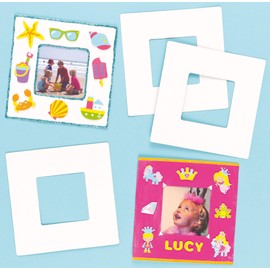 Baker Ross ET450 Design Your Own Frame (Pack Of 10) For Kids To Decorate, White, 17cm x 17cm