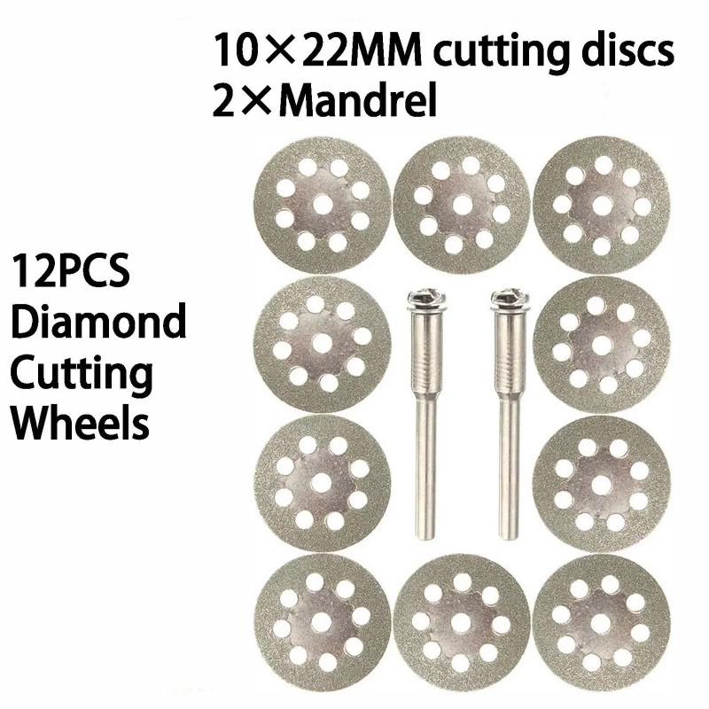 12Pcs Diamond Cutting Wheels for Dremel Rotary Tool Die Grinder