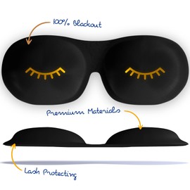 SMUG 100% Blackout Sleep & Eye Mask | Eyelash Extension Friendly | Eye Masks for Sleeping | Sleep Masks for Women & Men | Straps for Dream Comfort & Adjustability | Black Wink