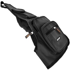 Herren Rucksack Bauchtasche Umhängetasche in Schwarz - Single Crossbag Schulterrucksack für Freizeit und Sport - Wasserabweisende Schultertasche Extra Handyfach Verstellbarer Gurt (Schwarz, 1)