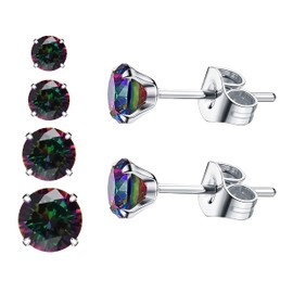 5-8mm 5A Stunning Rainbow Surgical 316L Stainless Steel for Women Men Girl Boy Wife Earrings Stud Hypoallergenic Tragus Cartilage Sleeper