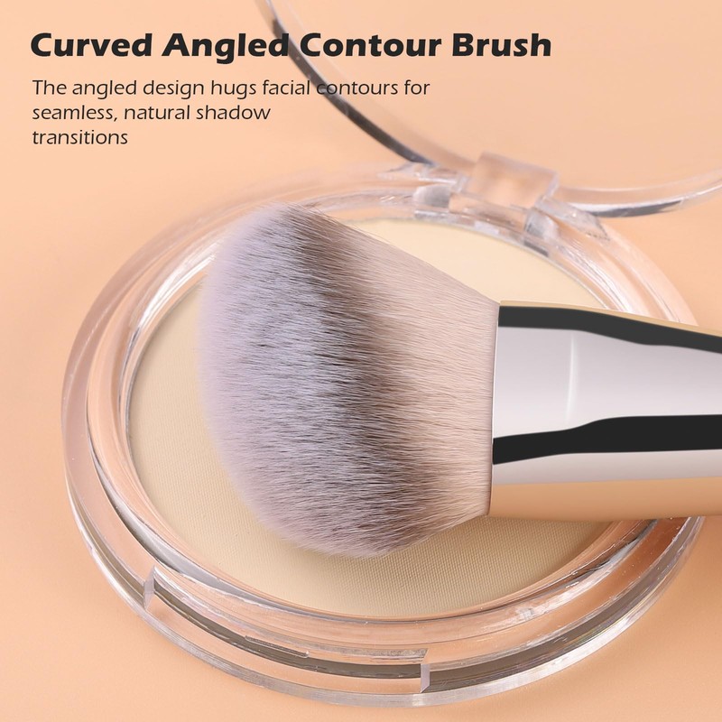 TEOYALL Dual-Ended Foundation Contour Brush, Flat Top and Angled Synthetic