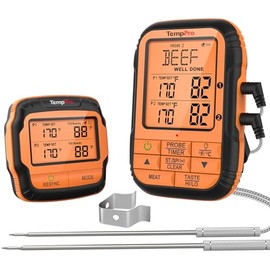 Termómetro de carne ThermoPro TP28 inalámbrico con sonda doble para barbacoa, termómetro para parrilla exterior, termómetro de carne para ahumador, parrilla, parrilla digital, termómetro de alimentos