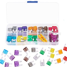 Mini Fuses,Blade Fuses Assorted Car Fuses Assorted Auto Car Replacement Kit 2A - 40A with 1 Storage Case and 1 Fuse Clip (Mini fuse)