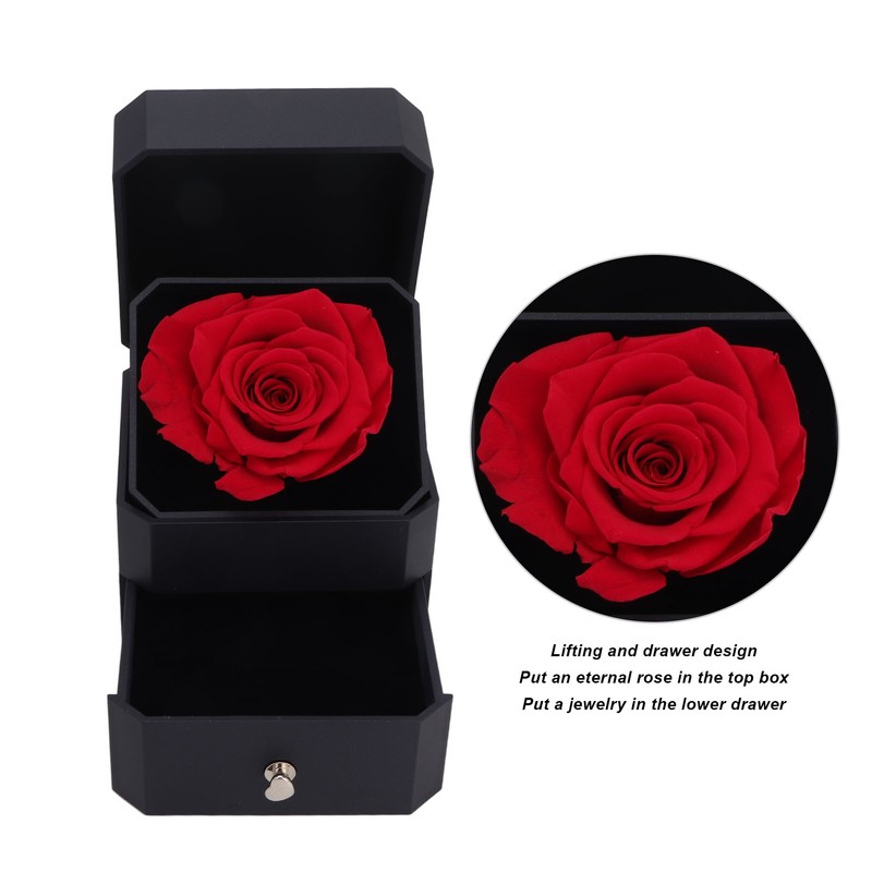 Red Rose Gift Box Soft Flocking Lifting Drawer Portable Jewelry
