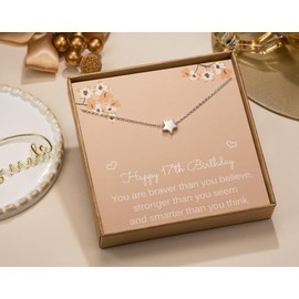 Weelody 17th Birthday Gifts for Girls, Sterling Silver Star Necklace, 8mm Star Bead, 17-Year-Old Birthday Gifts for Daughter, Niece, Granddaughter, 17th Birthday Necklace
