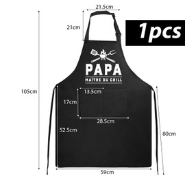GEBETTER Französisch Grillschürze mit Spruch für Männer lustig - PAPA MAÎTRE DU GRILL - Kochschürze Küchenschürze Schürze Geschenk für Papa Opa zum Vatertag oder Geburtstag