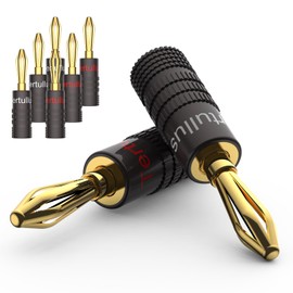 Tertullus 8PCS 24K Gold Plated Speaker Banana Plugs Adapter,Closed Screw Speaker Connectors Plugs for Speaker Wire, Wall Plate, Home Theater, Audio/Video Receiver, Amplifiers and Sound Systems