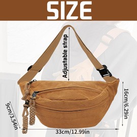 Bum Bag Women's Bum Bag Women's Corduroy Bum Bags Hip Bag Belt Bag Cord Chest Bag Sports Waist Bags for Women Men Outdoor Travel Running School (Dark Brown), Earthy yellow, Fashionable