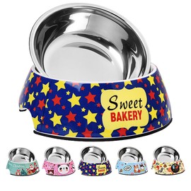 SLZZ Pet Cats Dog Bowls - Non Slip Skid Proof Cartoon Pattern Heavy Duty Pet Cats Dog Food Water Bowls for Feeding Small Dogs Puppies Cats Kittens - Cartoon Stars-S
