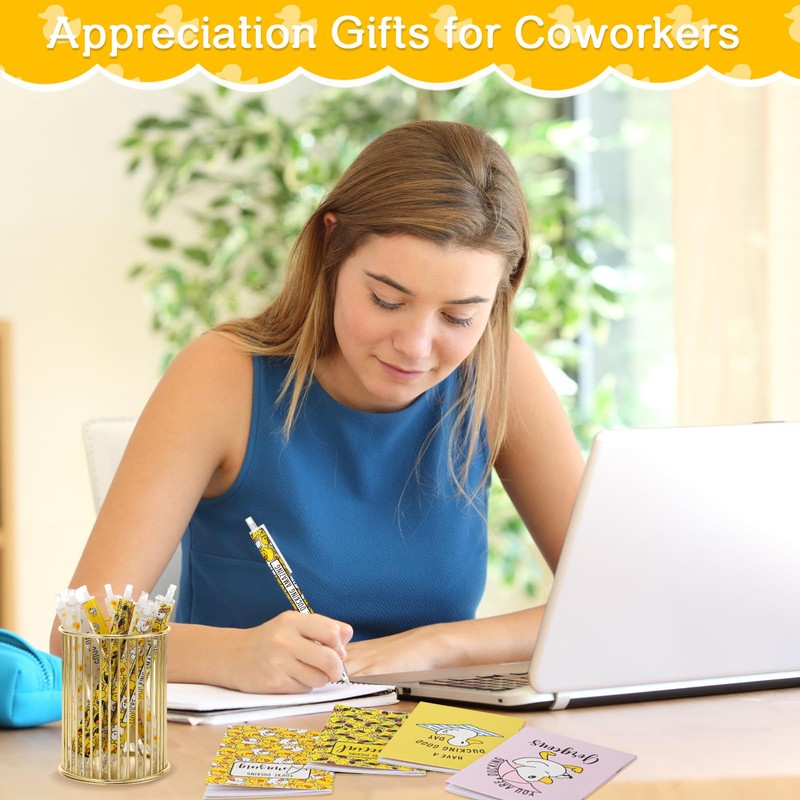 Kosiz 48 Set Inspirational Duck Gifts Duck Pens Notebook Set