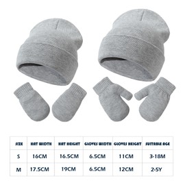 Baby Hats and Mittens Set Infant Toddler Beanie Caps Hospital Hat Set Newborn Gloves for Baby Boys Girls, White/Khaki/Caramel, 2-6 Years