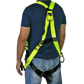 JORESTECH Safety Full Body Harness 3 D rings and Tool Tether with Shock Absorption 15lbs Weight Capacity