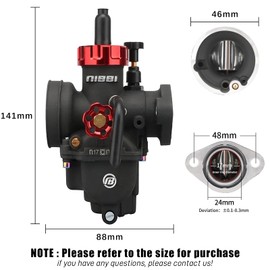 NIBBI PE17 Carburetor with 48mm Air Filters, 17mm carburetor Kit- Fit for 80cc 90cc 100cc Dirt Bike Pit Bike Apollo TaoTao Lifan Kayo SSR